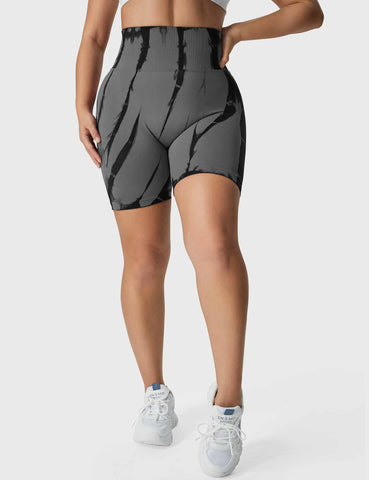 High-Rise Scrunch Pattern Seamless Shorts