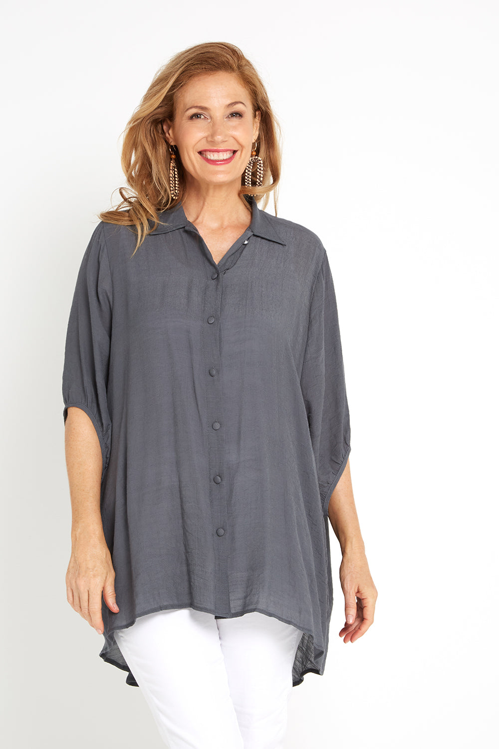 Lisa Comfort Shirt - Charcoal - Goupick