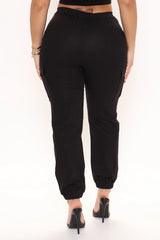 Casual Cargo Long Pants-Black