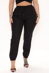 Casual Cargo Long Pants-Black