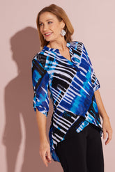 Mechelle Mesh Top - Royal Blue Print - Goupick