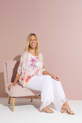 Lacey Silk Top - Bianco Floral - Goupick