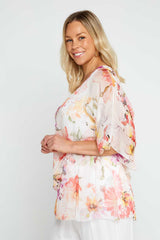 Lacey Silk Top - Bianco Floral - Goupick