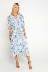 Kallie Silk Dress - Celeste Poppy - Goupick
