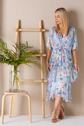 Kallie Silk Dress - Celeste Poppy - Goupick