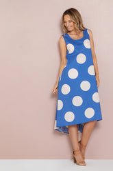Marie Cotton Dress - Blue/Spot - Goupick