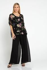 Alena Silk Pants - Black - Goupick