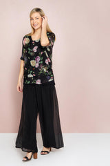 Alena Silk Pants - Black - Goupick