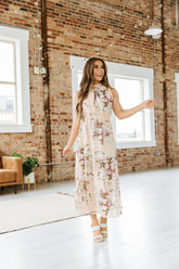 Floral Halter Neck Lined Dress - Goupick