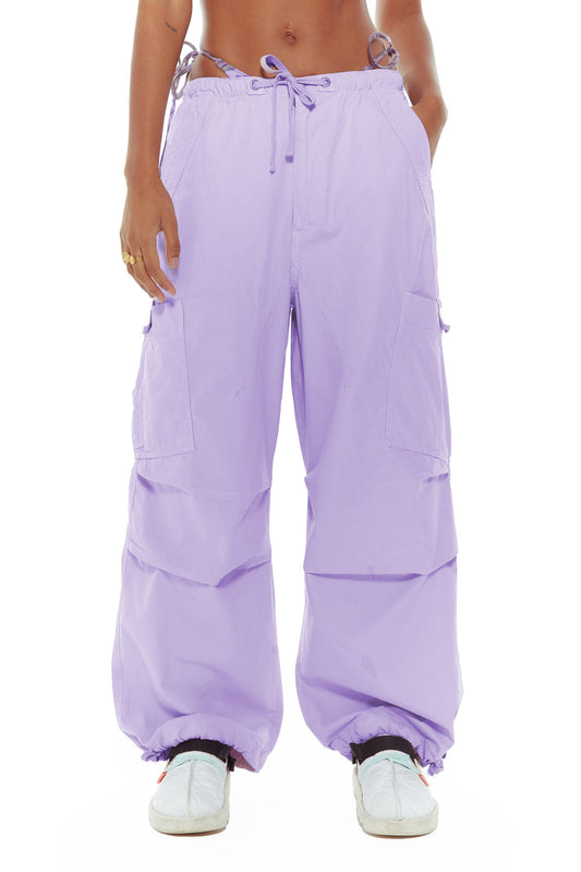 Lilac Parachute Cargo Pants | Y2K Oversized Baggy Fit