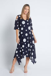 Emmalyn Dress - Navy White Spot - Goupick