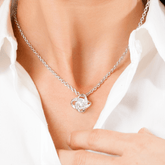 White Gold Necklace With Real Rose - A Romantic Gift for Her
