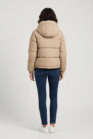 Puffer Jacket for Women UK, Khaki, Size L - Long Sleeve Winter Jacket