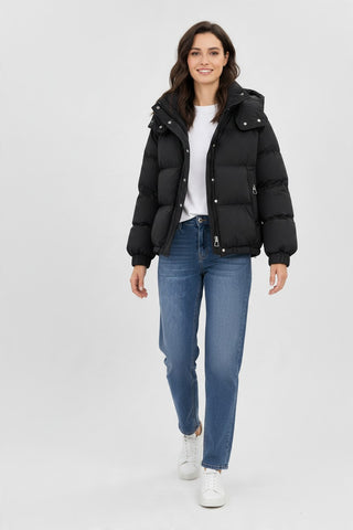 Puffer Jacket for Women UK, Khaki, Size L - Long Sleeve Winter Jacket