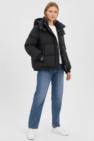 Puffer Jacket for Women UK, Khaki, Size L - Long Sleeve Winter Jacket