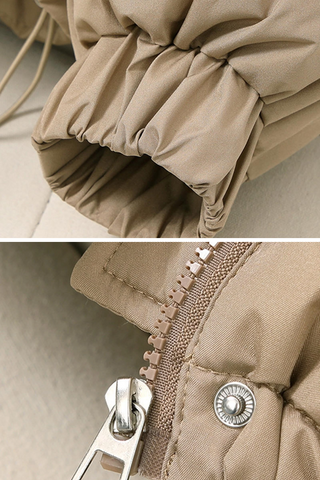 Puffer Jacket for Women UK, Khaki, Size L - Long Sleeve Winter Jacket
