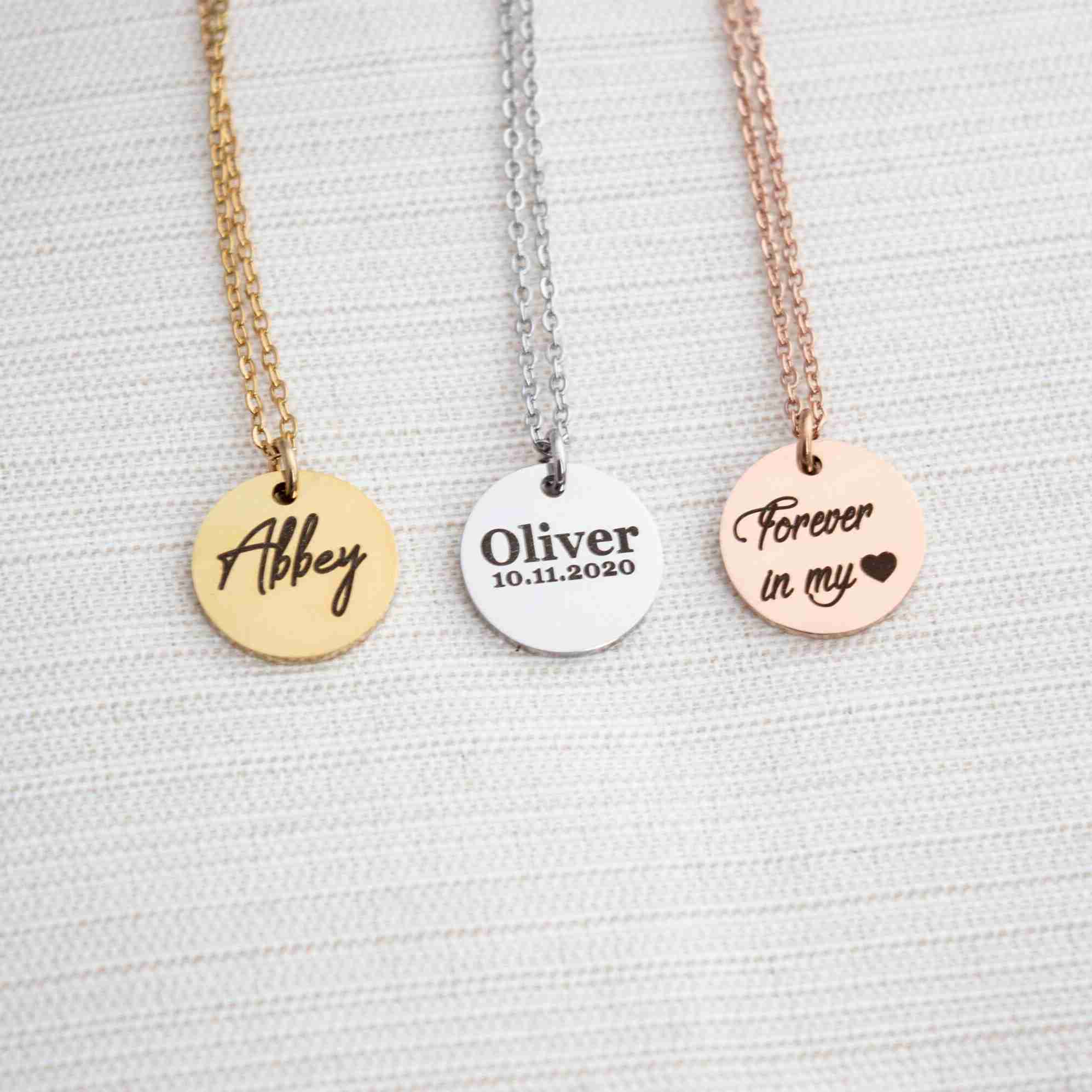 Engraved Disc Name Necklace