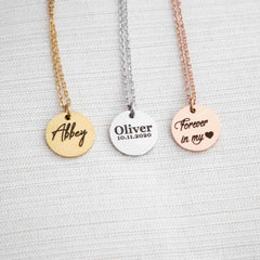 Engraved Disc Name Necklace