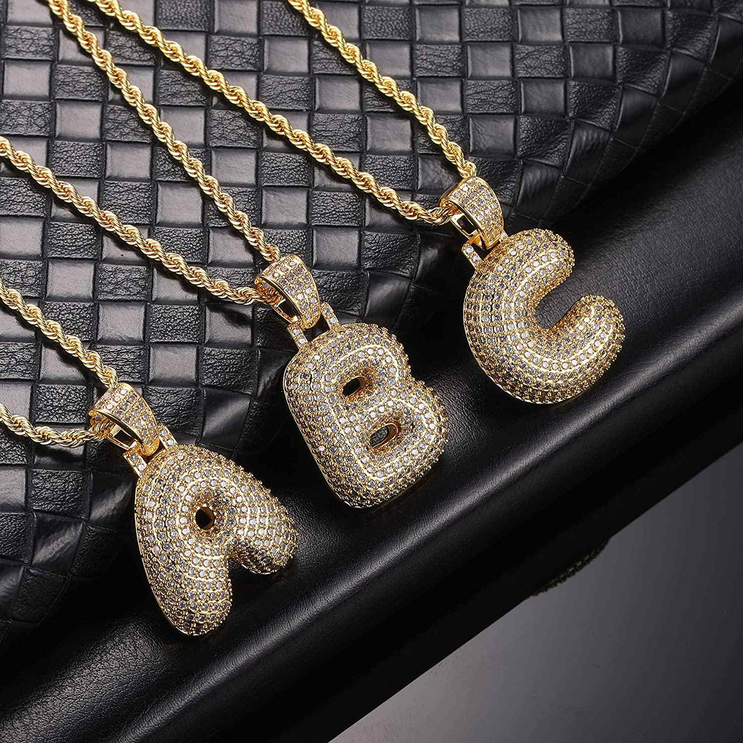 Bubble Letter Pendant With Necklace