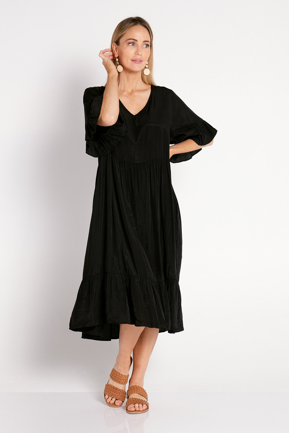 Kiana Cupro Dress - Black - Goupick