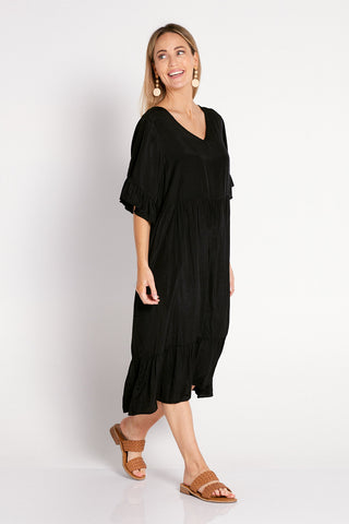 Kiana Cupro Dress - Black - Goupick