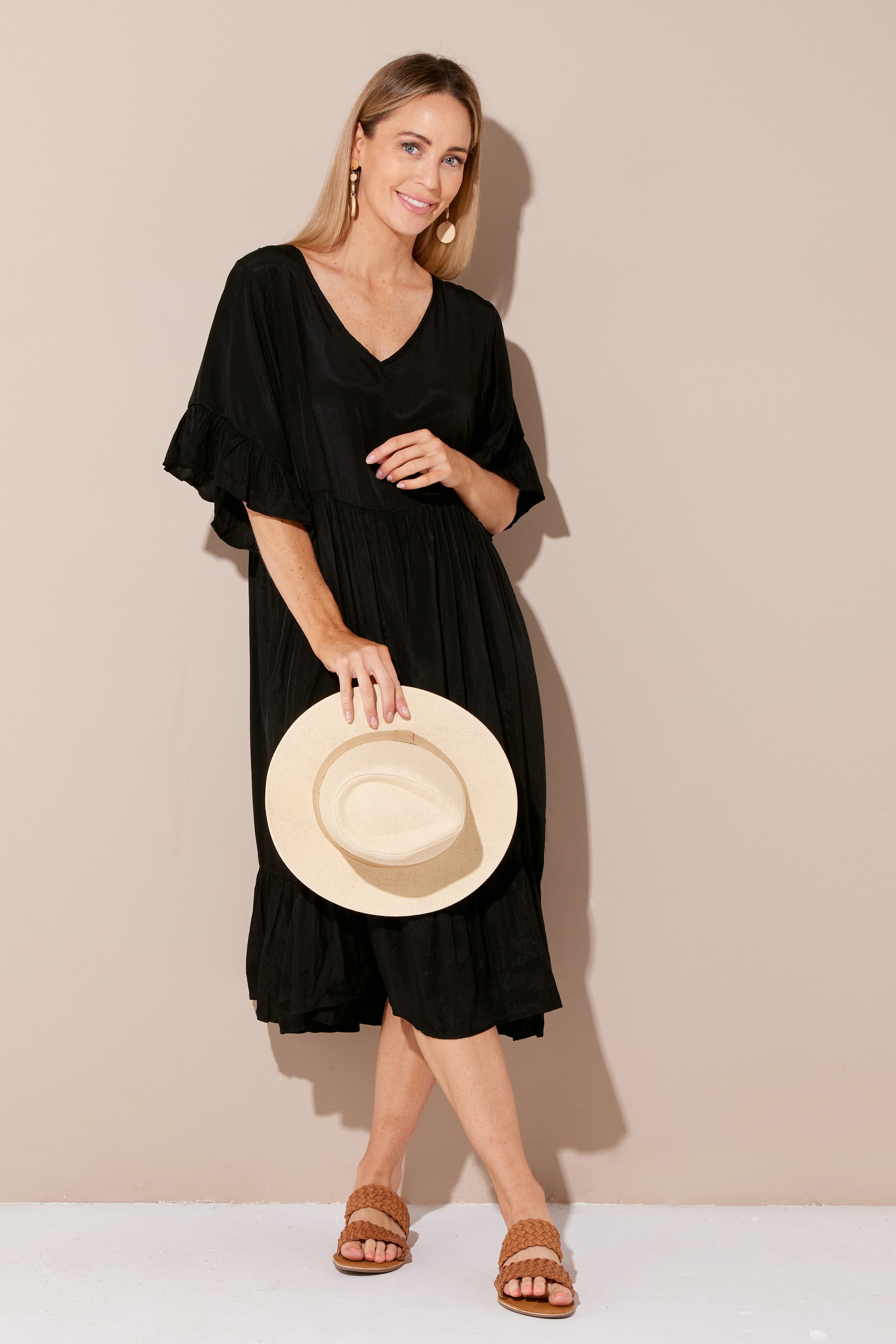 Kiana Cupro Dress - Black - Goupick