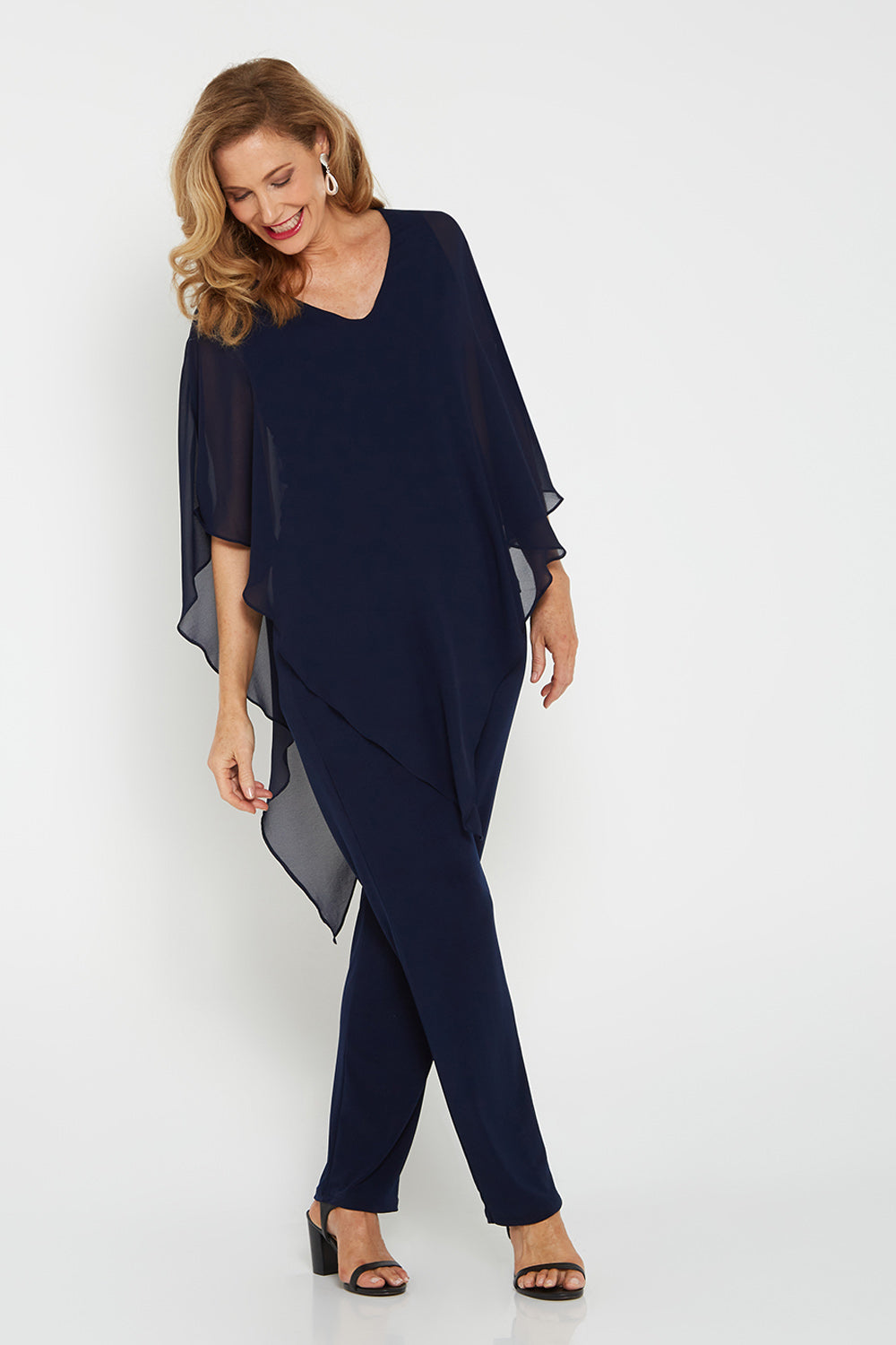 Rose Curve Pants - Navy - Goupick