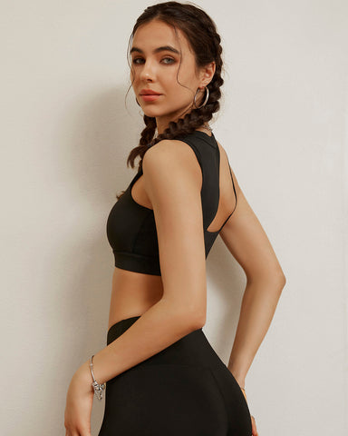 Ella Core Sports Bra Black | Lightweight Support Racerback Design