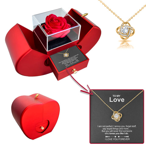 White Gold Necklace with Real Rose