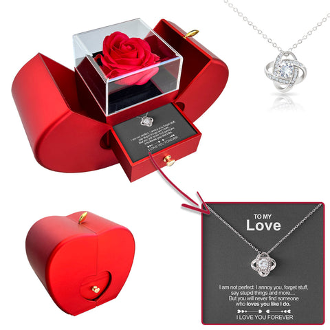 White Gold Necklace with Real Rose