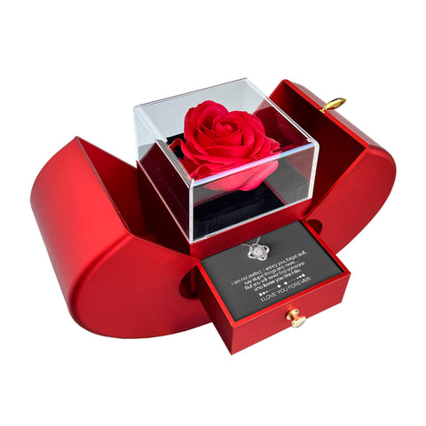White Gold Necklace with Real Rose