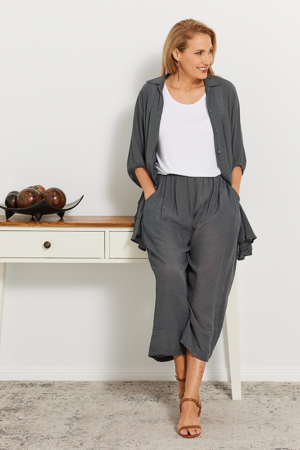 Lisa Comfort Shirt - Charcoal - Goupick