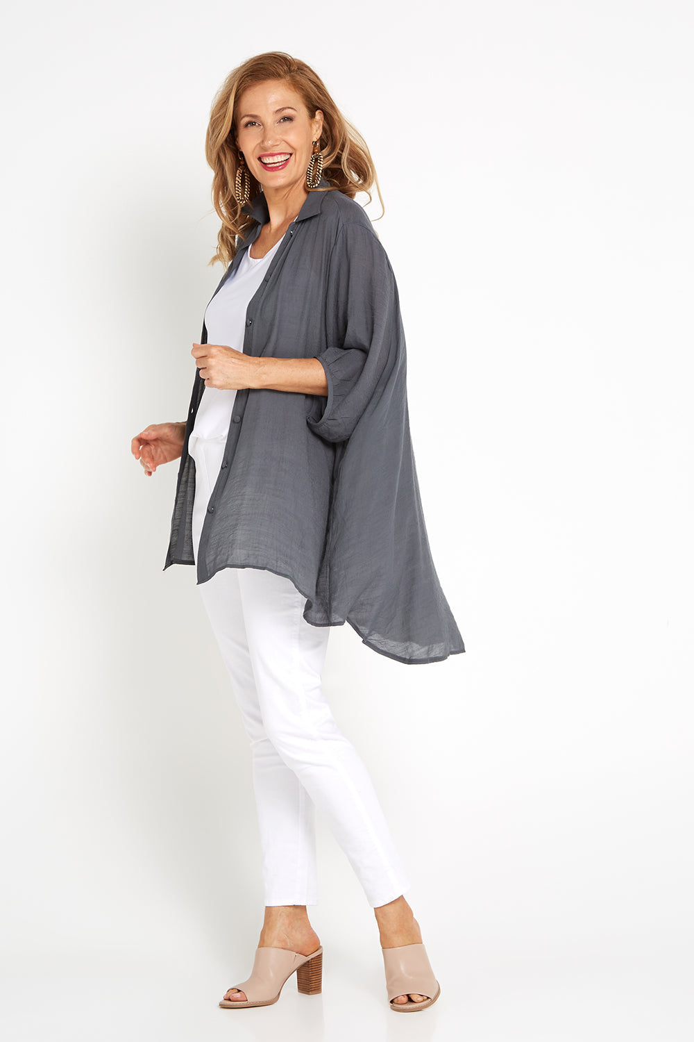 Lisa Comfort Shirt - Charcoal - Goupick