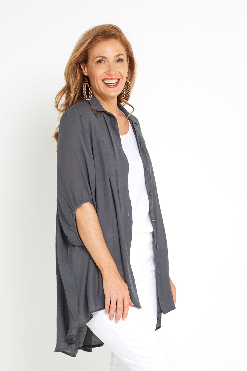 Lisa Comfort Shirt - Charcoal - Goupick