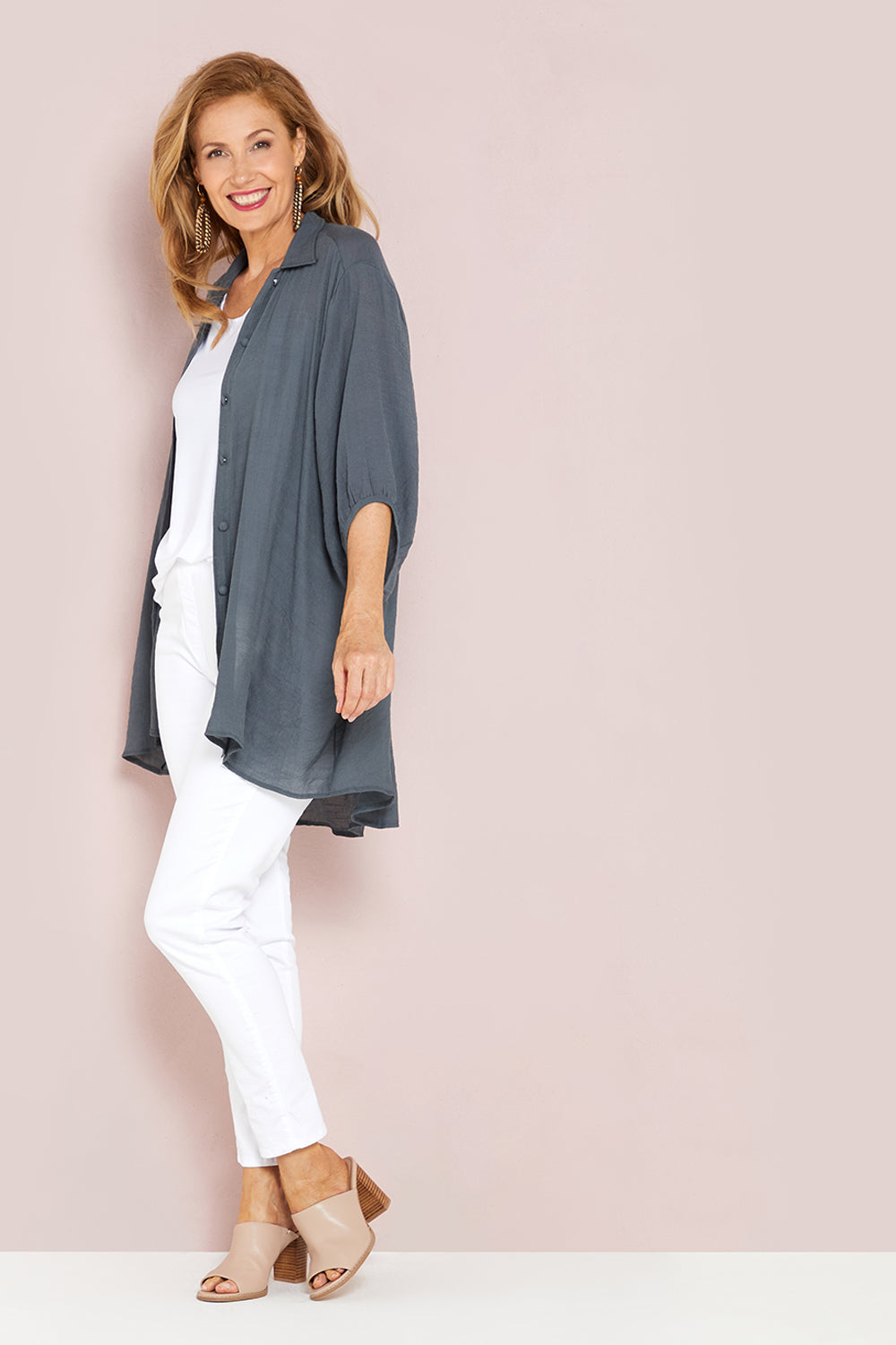 Lisa Comfort Shirt - Charcoal - Goupick
