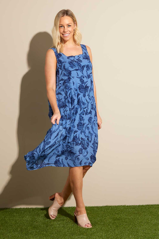 Belen Dress - Dark Navy Floral - Goupick