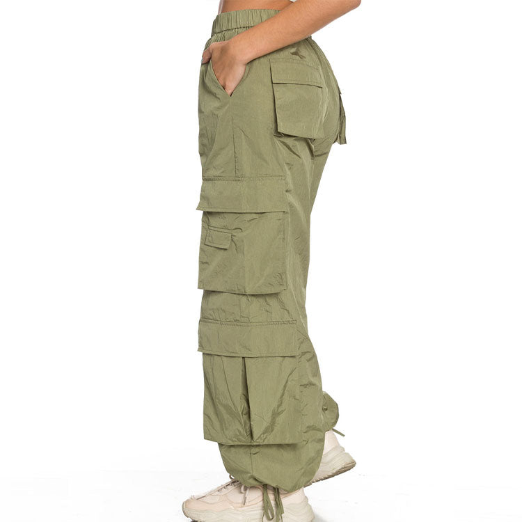 Pocket High Waist Cargo Pants-Green