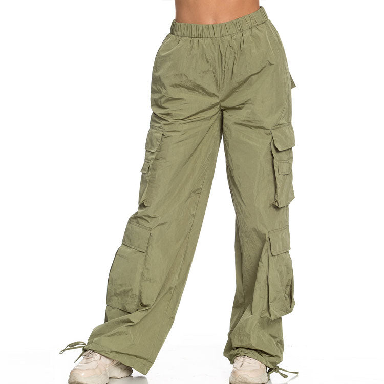 Pocket High Waist Cargo Pants-Green