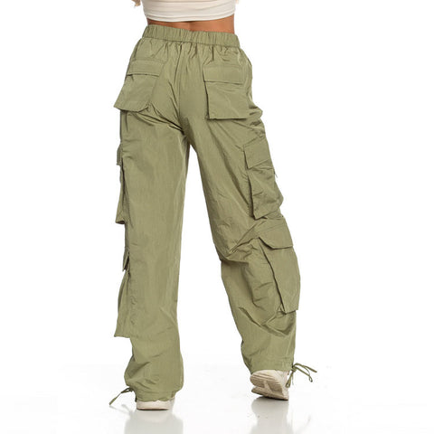 Pocket High Waist Cargo Pants-Green