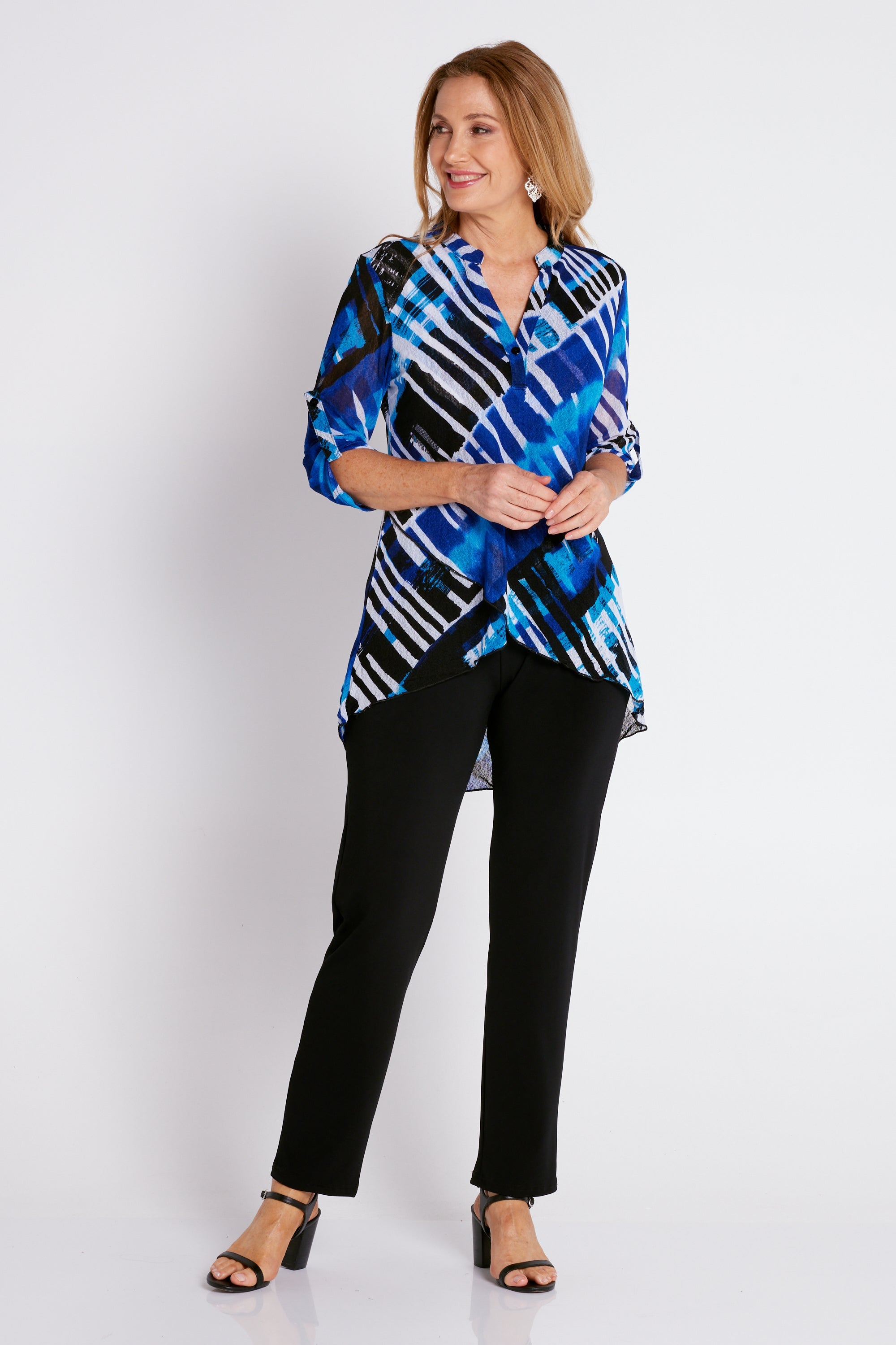 Mechelle Mesh Top - Royal Blue Print - Goupick