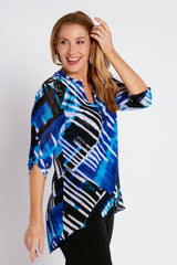 Mechelle Mesh Top - Royal Blue Print - Goupick