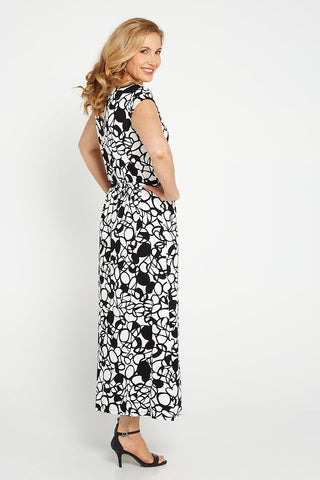 Alyssa Maxi Dress - Black/White Circles - Goupick