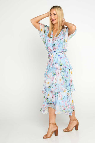 Kallie Silk Dress - Celeste Poppy - Goupick