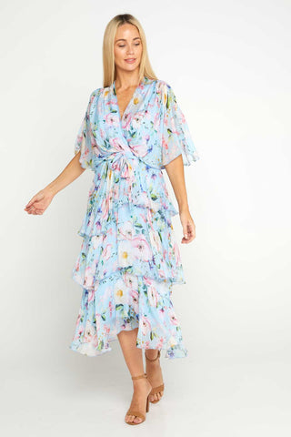 Kallie Silk Dress - Celeste Poppy - Goupick