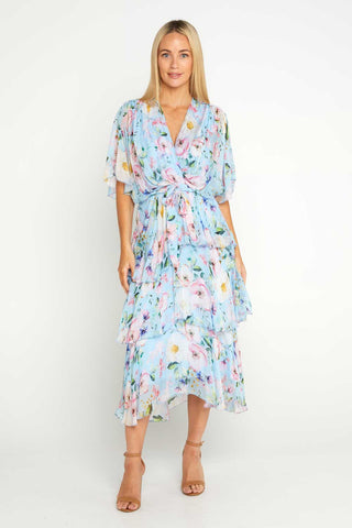 Kallie Silk Dress - Celeste Poppy - Goupick