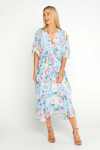 Kallie Silk Dress - Celeste Poppy - Goupick