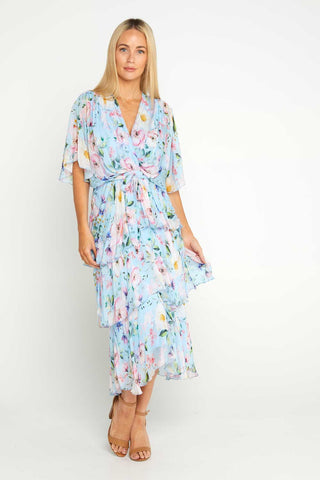 Kallie Silk Dress - Celeste Poppy - Goupick