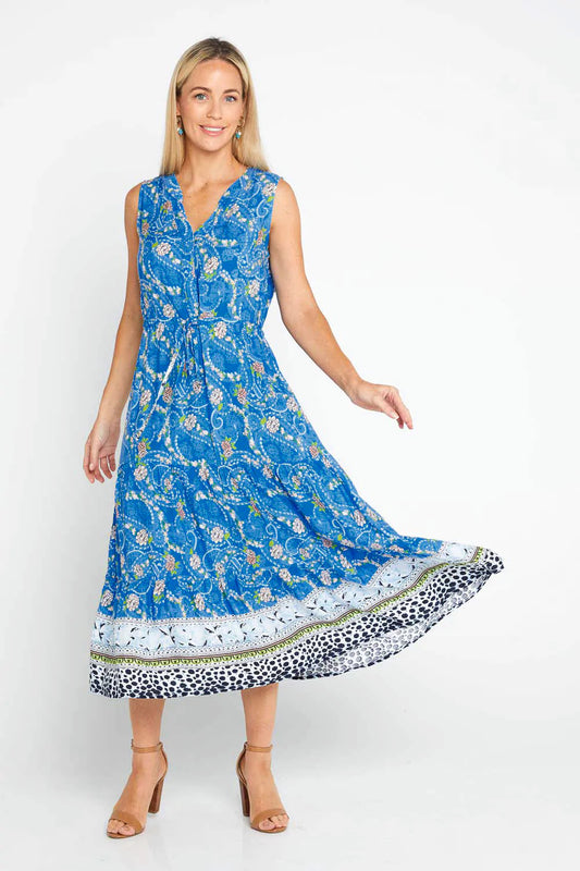 Blue Floral Midi Dress