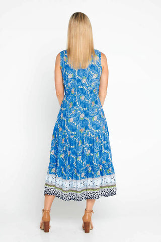 Blue Floral Midi Dress