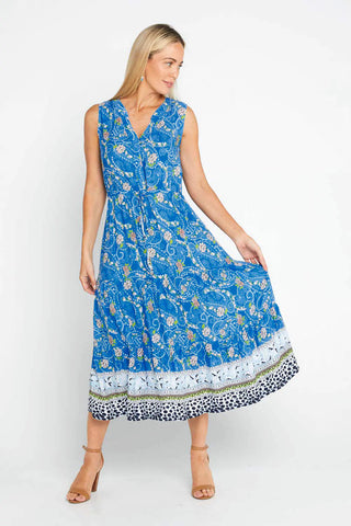 Blue Floral Midi Dress